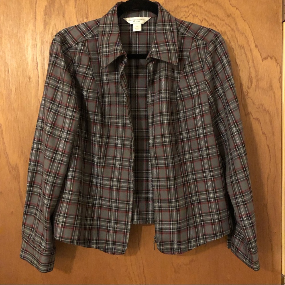 Christopher & Banks Plaid Zip-Up Blazer